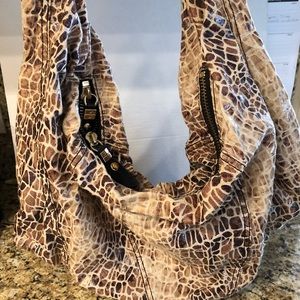 Oryany brown and Cream snake print hobo handbag